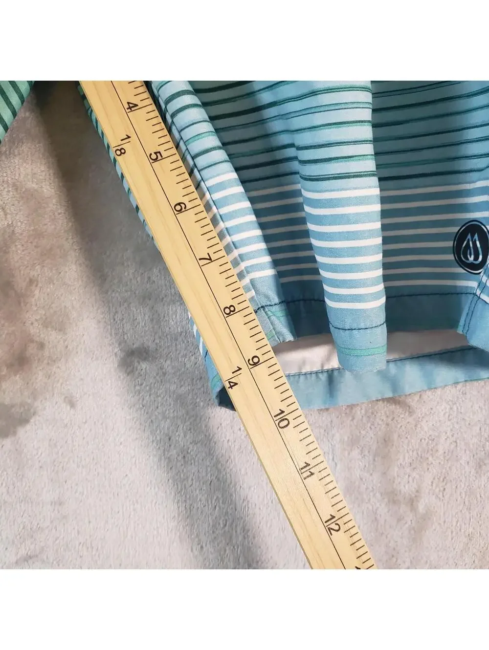 Freeworld Men’s Board Shorts Size 36 Blue/Green Striped Drawstring